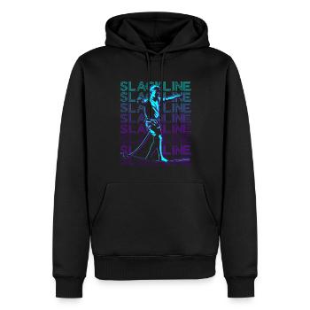Slackline Retro - Männer Premium Bio Hoodie - Schwarz - Vorne - Nico (187cm)
