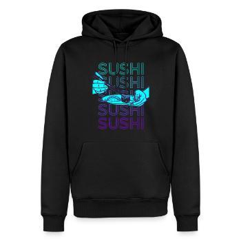 Sushi Rétro - Sweat à capuche Premium bio Homme - noir - Devant - Nico (187cm)