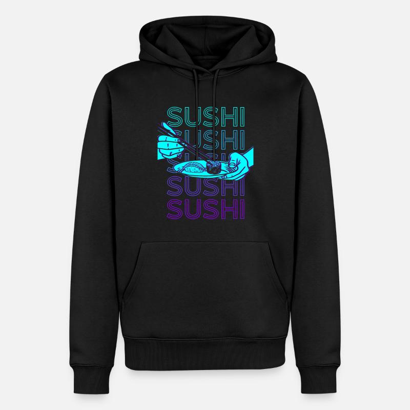 Sushi Rétro - Sweat à capuche Premium bio Homme - noir