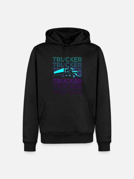 Trucker Lkw-Fahrer Retro - Männer Premium Bio Hoodie - Schwarz