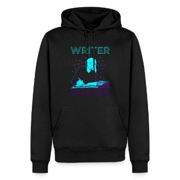 Autorin Autor Schreiben Retro - Männer Premium Bio Hoodie - Schwarz - Vorne - Nico (187cm)