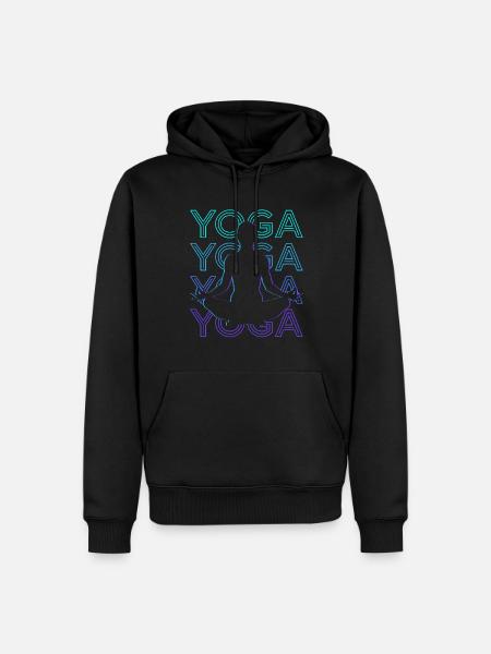 Yoga Meditation Meditate Retro - Men’s Premium Organic Hoodie - black