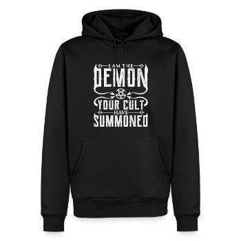 Drôle de culte occulte - Sweat à capuche Premium bio Homme - noir - Devant - Nico (187cm)
