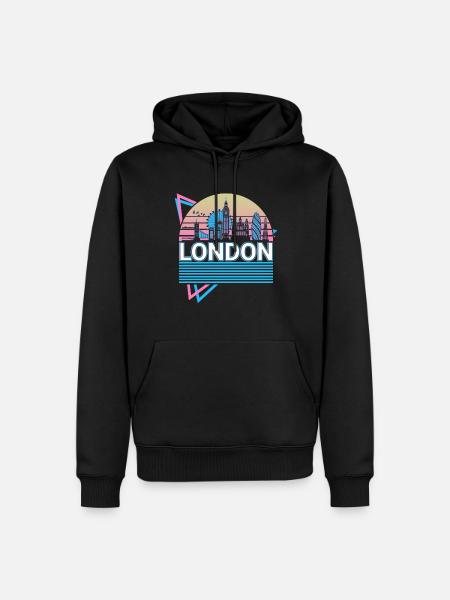 London City Skyline Cityscape Retro - Men’s Premium Organic Hoodie - black