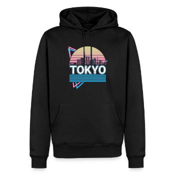 Tokio Stadt Skyline Stadtbild Retro - Männer Premium Bio Hoodie - Schwarz - Vorne - Nico (187cm)