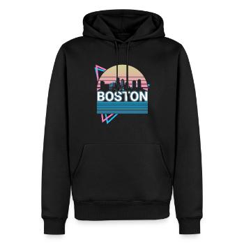 Boston Stadt Skyline Stadtbild Retro - Männer Premium Bio Hoodie - Schwarz - Vorne - Nico (187cm)