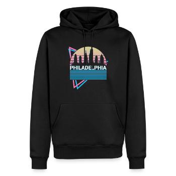 Philadelphie City Skyline Cityscape Rétro - Sweat à capuche Premium bio Homme - noir - Devant - Nico (187cm)