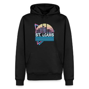 St Louis Stadt Skyline Stadtbild Retro - Männer Premium Bio Hoodie - Schwarz - Vorne - Nico (187cm)