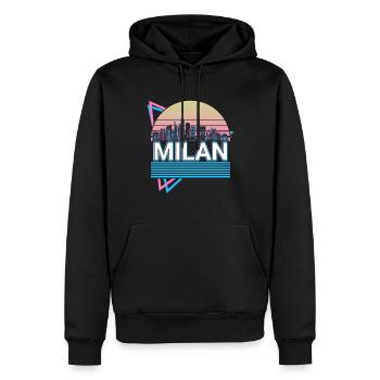 Mailand Stadt Skyline Stadtbild Retro - Männer Premium Bio Hoodie - Schwarz - Vorne - Nico (187cm)