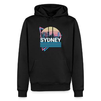 Sidney City Skyline Cityscape Rétro - Sweat à capuche Premium bio Homme - noir - Devant - Nico (187cm)