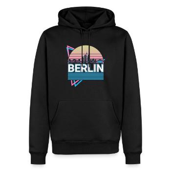 Berlin Stadt Skyline Stadtbild Retro - Männer Premium Bio Hoodie - Schwarz - Vorne - Nico (187cm)