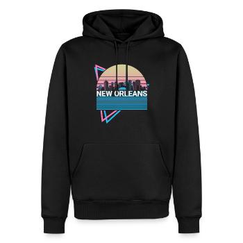 New Orleans City Skyline Cityscape Rétro - Sweat à capuche Premium bio Homme - noir - Devant - Nico (187cm)