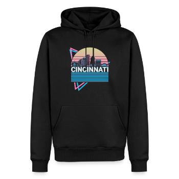 Cincinnati Stadt Skyline Stadtbild Retro - Männer Premium Bio Hoodie - Schwarz - Vorne - Nico (187cm)