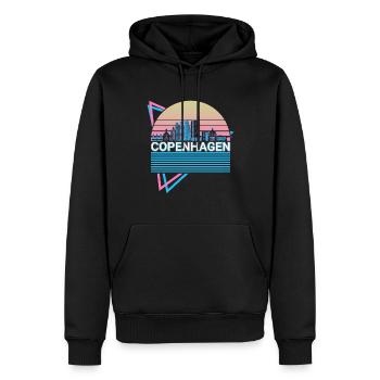 Copenhague City Skyline Cityscape Rétro - Sweat à capuche Premium bio Homme - noir - Devant - Nico (187cm)