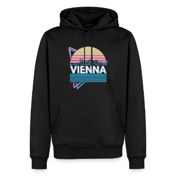 Vienne City Skyline Cityscape Rétro - Sweat à capuche Premium bio Homme - noir - Devant - Nico (187cm)