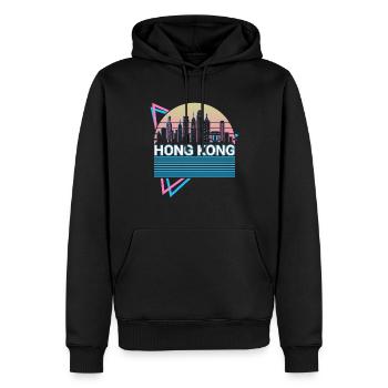 Hongkong Stadt Skyline Stadtbild Retro - Männer Premium Bio Hoodie - Schwarz - Vorne - Nico (187cm)