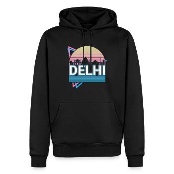 Delhi Stadt Skyline Stadtbild Retro - Männer Premium Bio Hoodie - Schwarz - Vorne - Nico (187cm)
