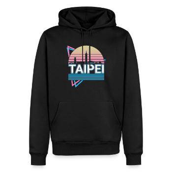 Taipei City Skyline Cityscape Rétro - Sweat à capuche Premium bio Homme - noir - Devant - Nico (187cm)