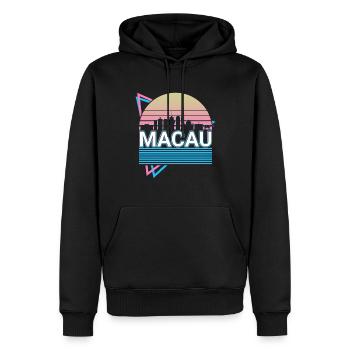 Macao City Skyline Cityscape Rétro - Sweat à capuche Premium bio Homme - noir - Devant - Nico (187cm)