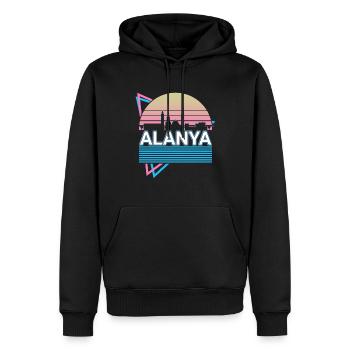 Alanya Stadt Skyline Stadtbild Retro - Männer Premium Bio Hoodie - Schwarz - Vorne - Nico (187cm)