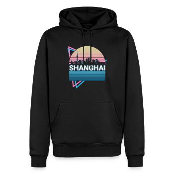 Shanghai Stadt Skyline Stadtbild Retro - Männer Premium Bio Hoodie - Schwarz - Vorne - Nico (187cm)