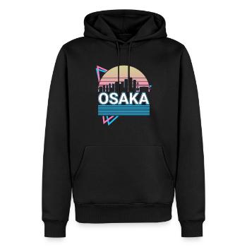 Osaka Stadt Skyline Stadtbild Retro - Männer Premium Bio Hoodie - Schwarz - Vorne - Nico (187cm)