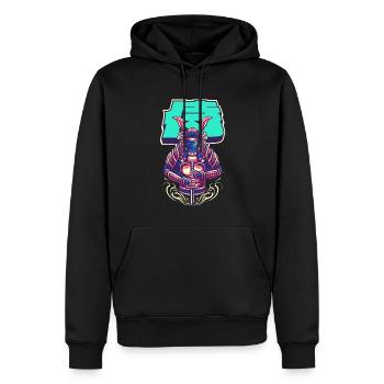 Cyborg Samurai Bushido-Krieger Cyber-Ästhetik - Männer Premium Bio Hoodie - Schwarz - Vorne - Nico (187cm)