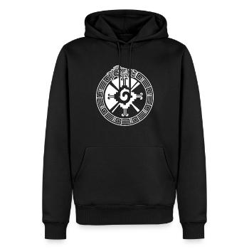 Quetzalcoatl Ouroboros Hunab Ku Ometeotl Azteke - Sweat à capuche Premium bio Homme - noir - Devant - Nico (187cm)