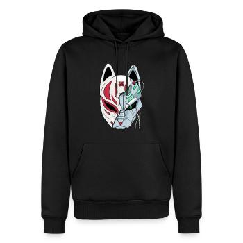 Cyborg Kitsune Mask Fox Mask Cyber Esthétique - Sweat à capuche Premium bio Homme - noir - Devant - Nico (187cm)
