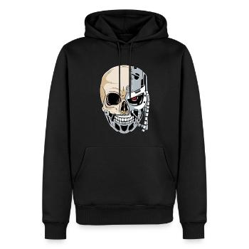 Cyborg Skull Cyber Esthétique - Sweat à capuche Premium bio Homme - noir - Devant - Nico (187cm)