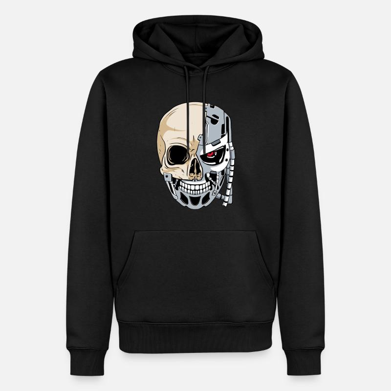 Cyborg-Schädel Cyber-Ästhetik - Männer Premium Bio Hoodie - Schwarz