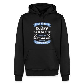 papy bricoleur cool humour bricolage homme cadeau - Sweat à capuche Premium bio Homme - noir - Devant - Nico (187cm)
