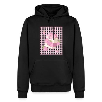 Dänische Pastell-Ästhetik Kawaii-Erdbeer-Milch - Männer Premium Bio Hoodie - Schwarz - Vorne - Nico (187cm)