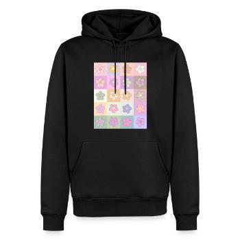 Danish Pastel Aesthetic Retro Flower Pattern - Men’s Premium Organic Hoodie - black - Front - Nico (187cm)