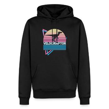 Velociraptor Dinosaure Rétro - Sweat à capuche Premium bio Homme - noir - Devant - Nico (187cm)