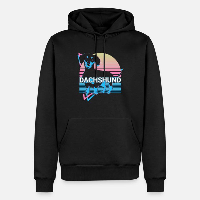 Teckel Rétro - Sweat à capuche Premium bio Homme - noir