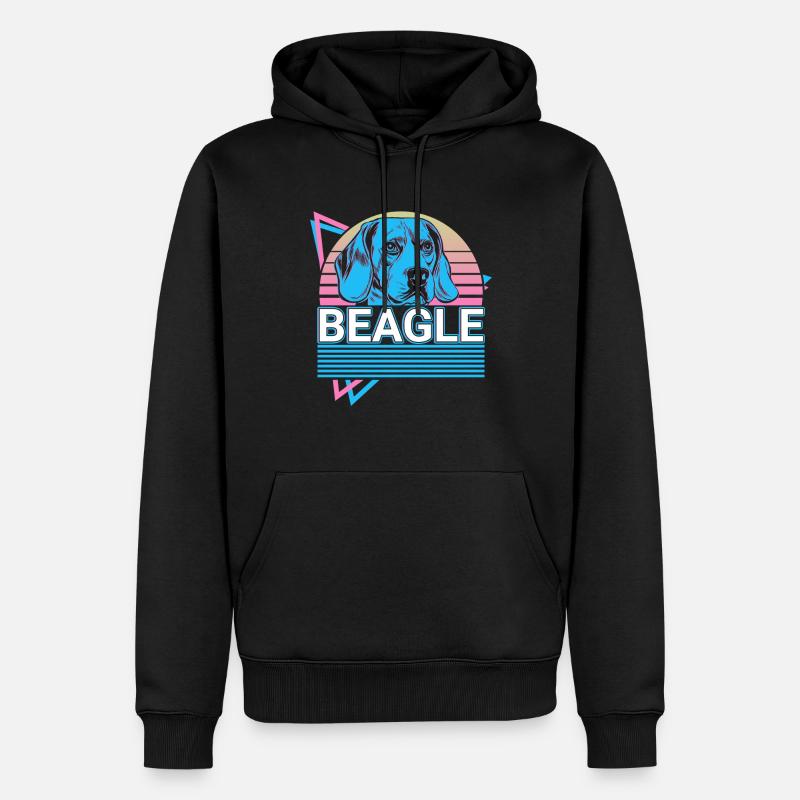 Beagle Retro - Männer Premium Bio Hoodie - Schwarz