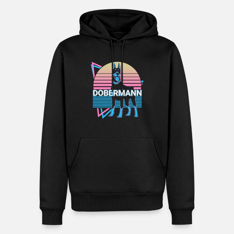Dobermann Retro - Männer Premium Bio Hoodie - Schwarz