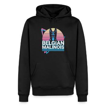 Belgischer Malinois Retro - Männer Premium Bio Hoodie - Schwarz - Vorne - Nico (187cm)