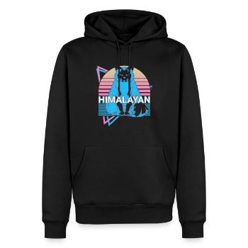 Chat de l’Himalaya Rétro - Sweat à capuche Premium bio Homme - noir - Devant - Nico (187cm)
