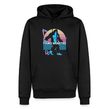 Fouke Monster Cryptozoologie Rétro - Sweat à capuche Premium bio Homme - noir - Devant - Nico (187cm)