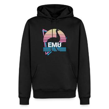 Emu Rétro - Sweat à capuche Premium bio Homme - noir - Devant - Nico (187cm)
