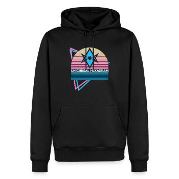 Hexagramme unicursal Étoile à six branches Thelema Sy - Sweat à capuche Premium bio Homme - noir - Devant - Nico (187cm)