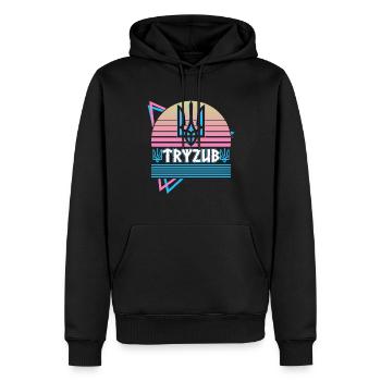 Tryzub Trident ukrainien armoiries de l’Ukraine - Sweat à capuche Premium bio Homme - noir - Devant - Nico (187cm)