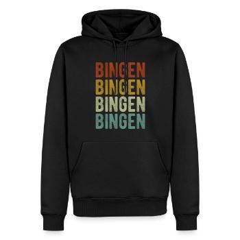 Bingen Stadt Retro Vintage - Männer Premium Bio Hoodie - Schwarz - Vorne - Nico (187cm)