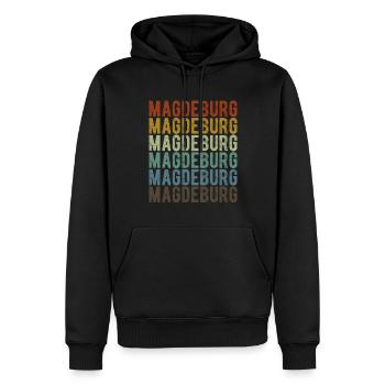 Magdebourg City Retro Vintage - Sweat à capuche Premium bio Homme - noir - Devant - Nico (187cm)
