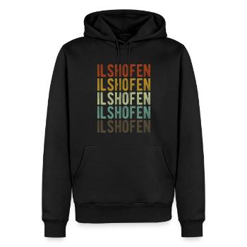 Ilshofen City Retro Vintage - Sweat à capuche Premium bio Homme - noir - Devant - Nico (187cm)
