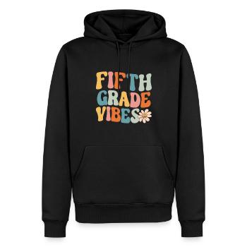 Vibrations de cinquième année - Équipe de 5e année Rétro 1er jour - Sweat à capuche Premium bio Homme - noir - Devant - Nico (187cm)