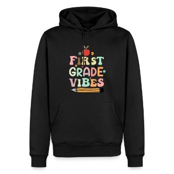 Retour à l’école Première année Vibes Enseignant étudiant - Sweat à capuche Premium bio Homme - noir - Devant - Nico (187cm)