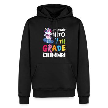 Straigt Into7th Grade Vibes Retro Groovy Frauen - Männer Premium Bio Hoodie - Schwarz - Vorne - Nico (187cm)